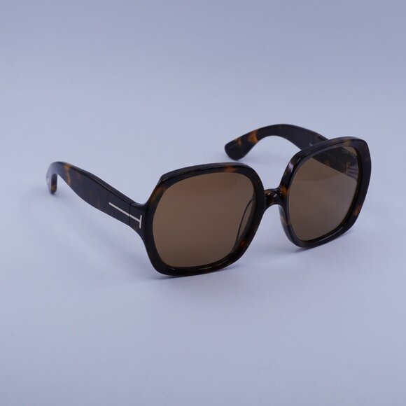 Tom Ford FT1221 52E Saffron Sunglasses Dark Havana Square Frame, Brown Lenses - Picture 4 of 10